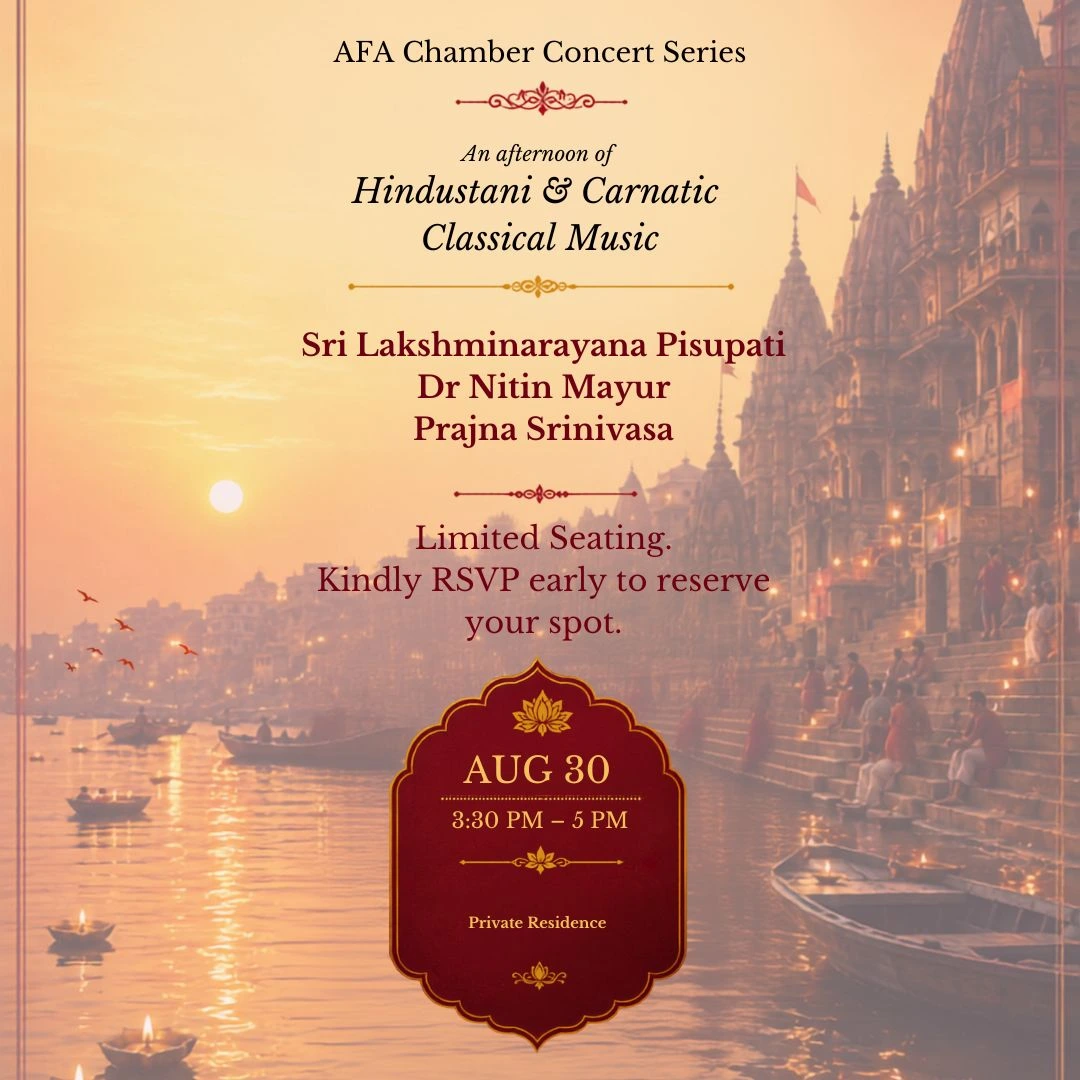 Chamber Concert — An Afternoon of Hindustani & Carnatic Classical Music, August 30 2026